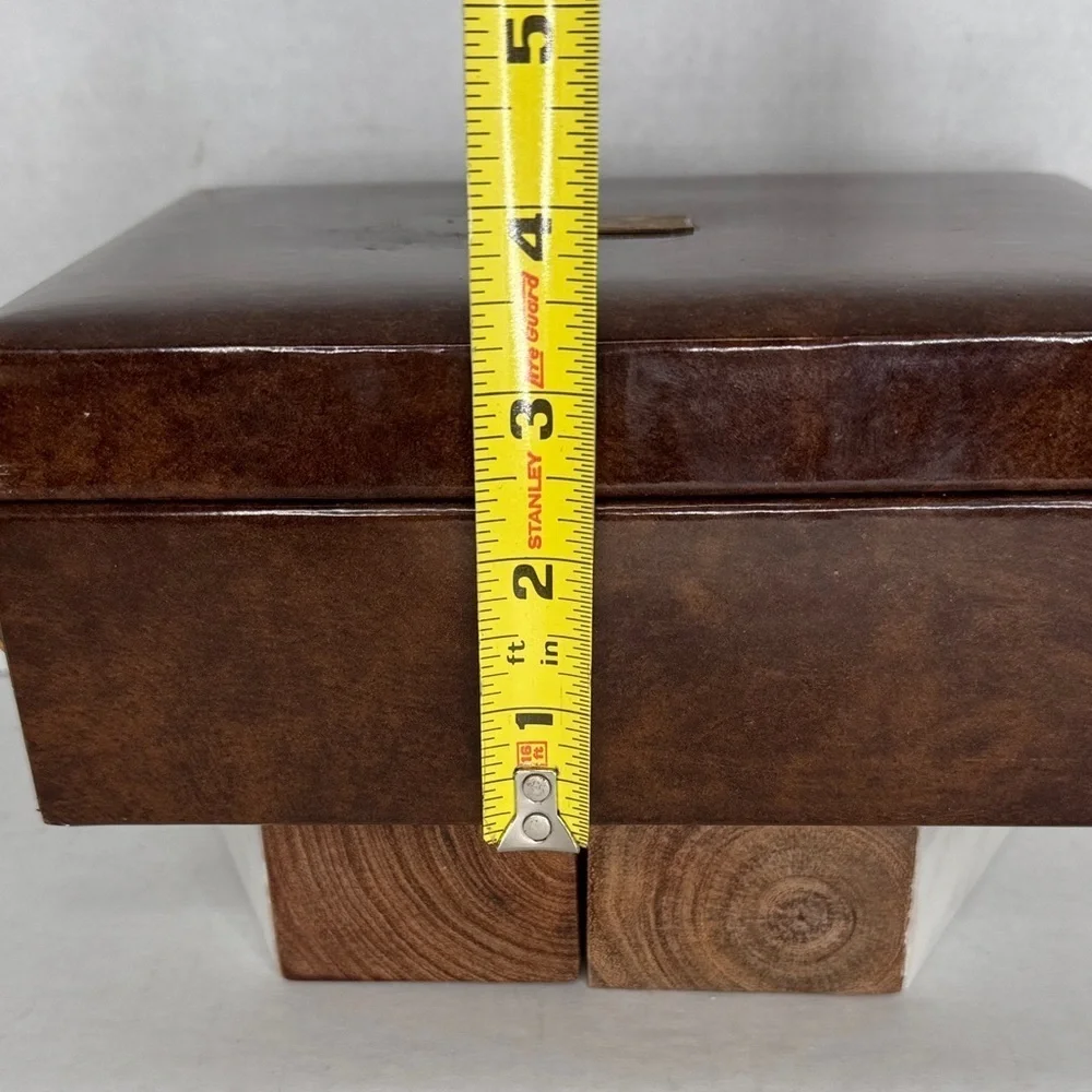 Vintage Swank Tortoiseshell Vinyl Gold Chain Jewelry Dresser Box Made in Sweden